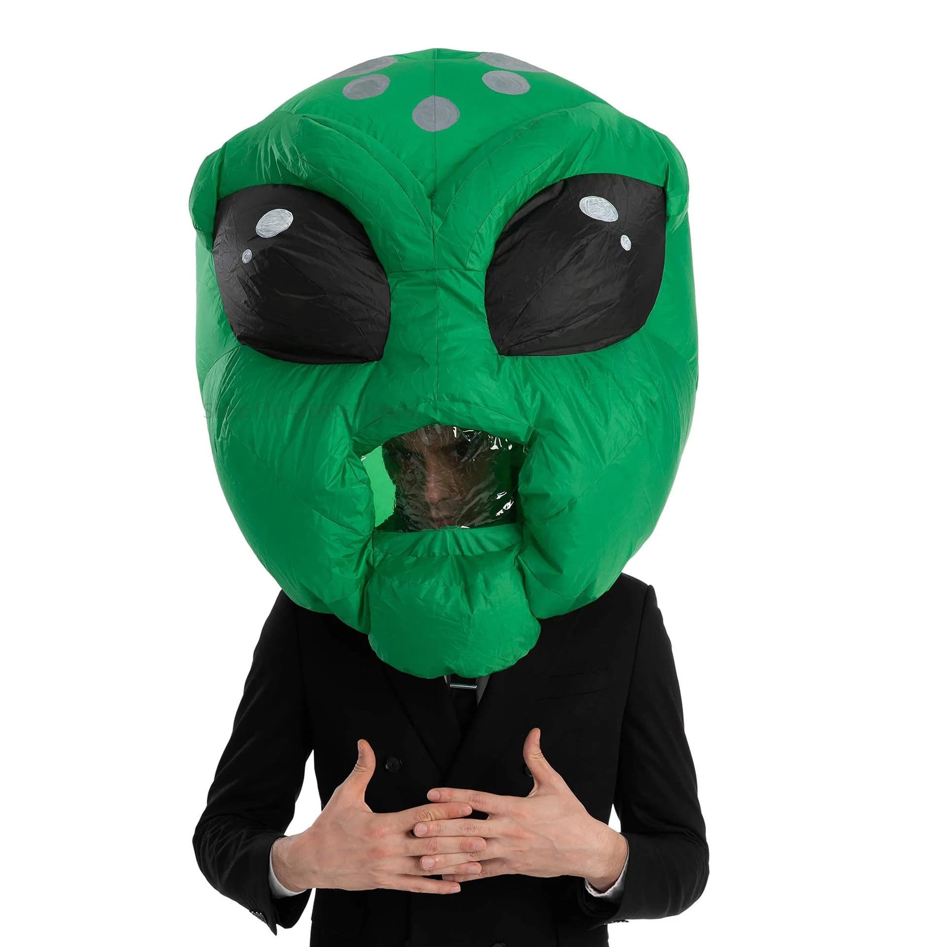 Casque de couvre-chef gonflable Alien drôle, combinaison gonflable d'élasen à grande tête simulée po
