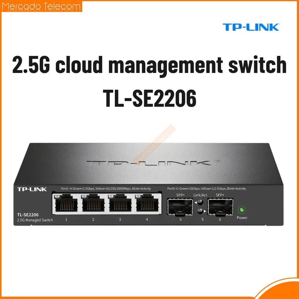 Commutateur de gestion cloud TP-LINK 2.5G TL-SE2206, 4 ports RJ45 2500 Mbps, 2 ports SFP+ 1/2.5/10 G