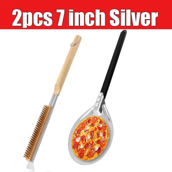 Kit d'accessoires pour four à pizza 2 pièces, pelle à pizza de 7/9 pouces avec brosse pour four, ret