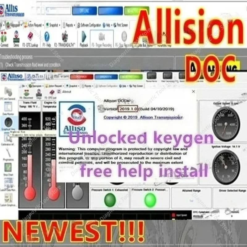 Vente chaude 2026, Allison DOC 2019 + GEN5 Outil de transmission de fichiers PC-Service avec keygen,
