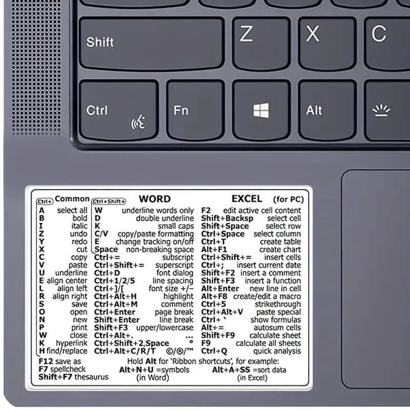 Autocollant de raccourci de clavier de référence pour ordinateur portable, autocollant décoratif pra