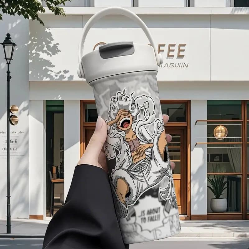 Gourde isotherme Luffy Anime, mignonne bouteille d'eau en acier inoxydable grande capacité pour l'éc