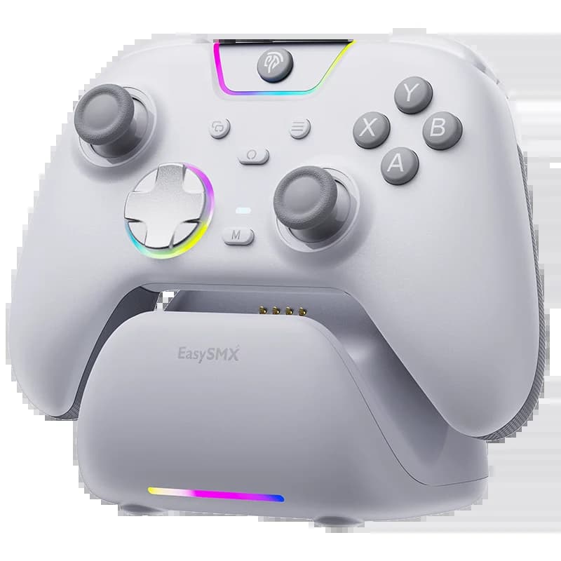 Manette de jeu EasySMX X05 Pro, manette de jeu avec moteurs de vibration et station de charge, bouto