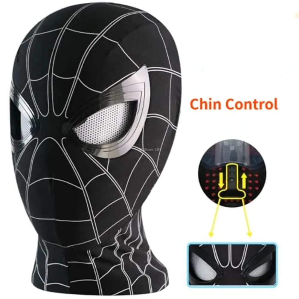 Masque Spiderman avec coque faciale, contrôle du menton, yeux mobiles, casque Spider-Man pour cospla