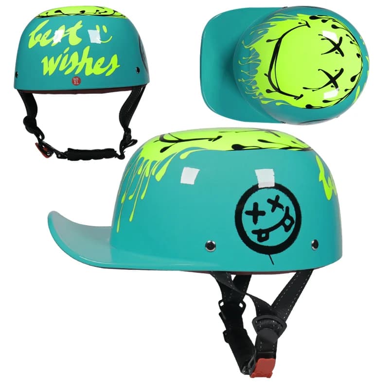 Casque de moto rétro noir style casquette de baseball avec visière, accessoires pour casque de moto,