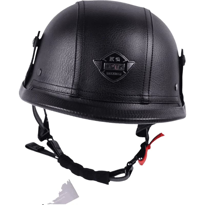 Casque de moto rétro demi-coque ouvert en cuir de 128 mm fabriqué allemand avec visière ouverte cert