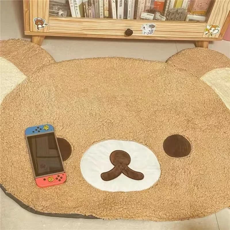 VIKAMA – tapis en peluche en forme de petit ours, antidérapant, pour chambre à coucher, salon, chamb