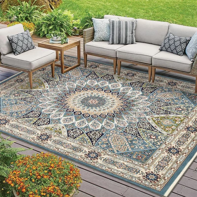 Tapis persan rétro avec polymères, tapis de balcon extérieur, tapis de grande surface, style américa