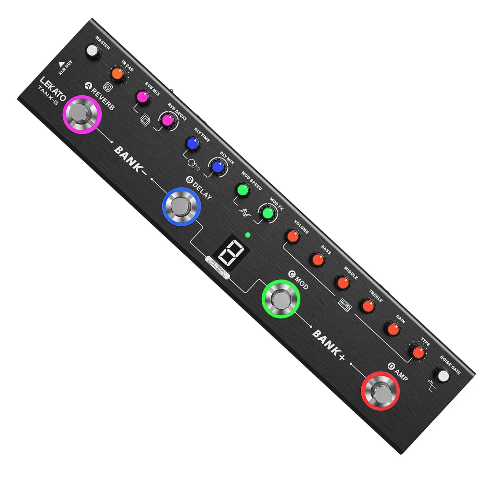LEKATO Pédale de guitare multi-effets avec 36 préréglages modifiables 4 modules Amp Chorus Delay Rev