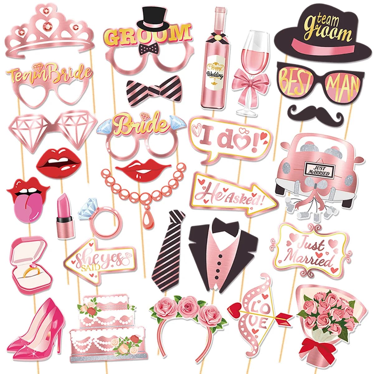 Accessoires amusants pour photomaton de mariage, décoration créative pour la mariée et le marié, fou