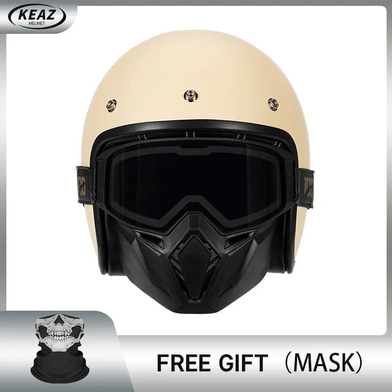 Vintage léger rétro 3/4 visage ouvert demi casque de moto adulte Jet casque pour hommes femmes DOT E