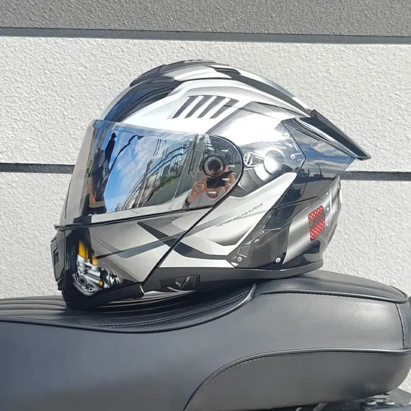 Casque de moto FF, casque ouvert, grande aile arrière, casque intégral à double visière, pour hommes