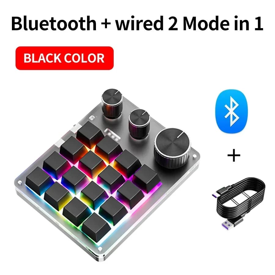 Programmation sans fil Bluetooth Macro personnalisé 16 touches 3 boutons clavier 3 Modes rvb copier 