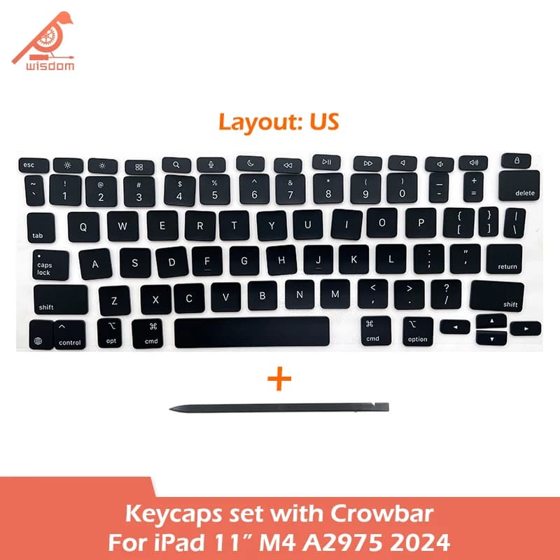 Clavier noir US avec touches de remplacement pour iPad Pro 11' M4 A2975 Magic Keyboard, réparation, 