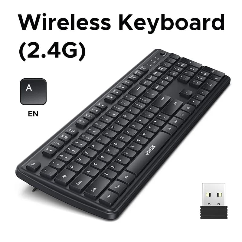 UGREEN 2.4G clavier sans fil 104 touches Ultra-mince disposition US RU clavier sans fil noir pour PC