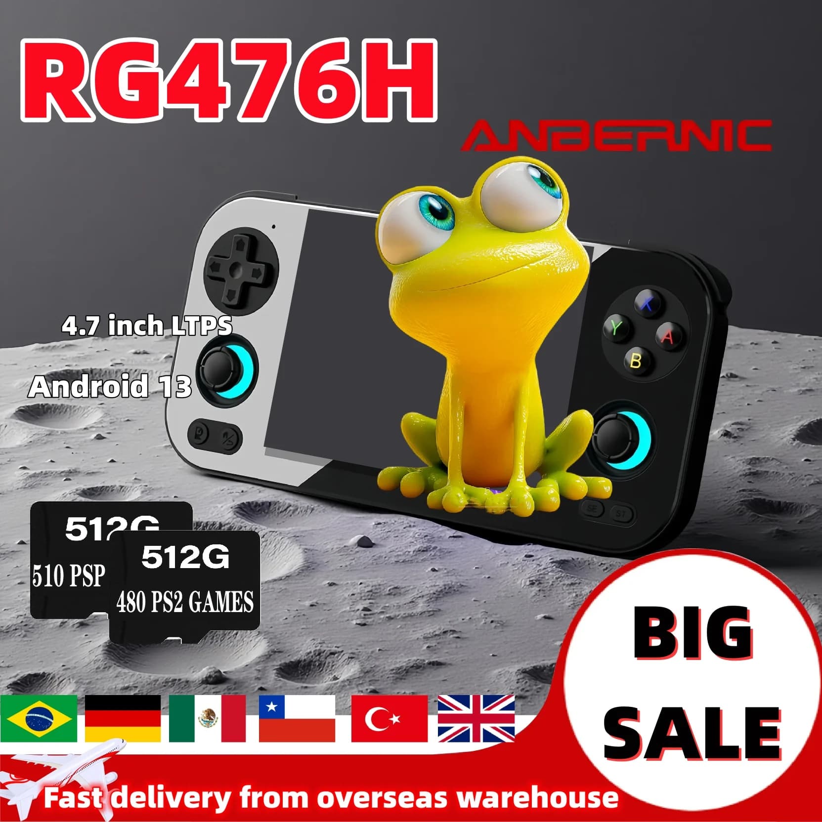 Anbernic RG 476H RG476H Console de jeu portable rétro système Android 13 4.7 pouces LTPS écran tacti