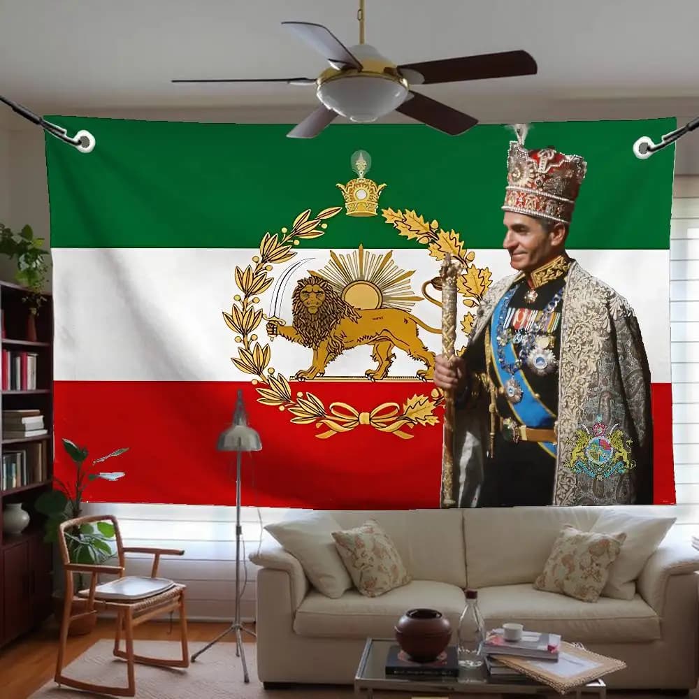 Drapeau de l'Iran, drapeaux Mohammad Reza Pahlavi, décoration de chambre, décorations d'extérieur, a