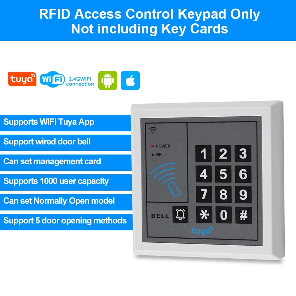 Clavier de contrôle d'accès WiFi Tuya, 125KHz, RFID, système de contrôleur d'accès autonome, ouvre-p