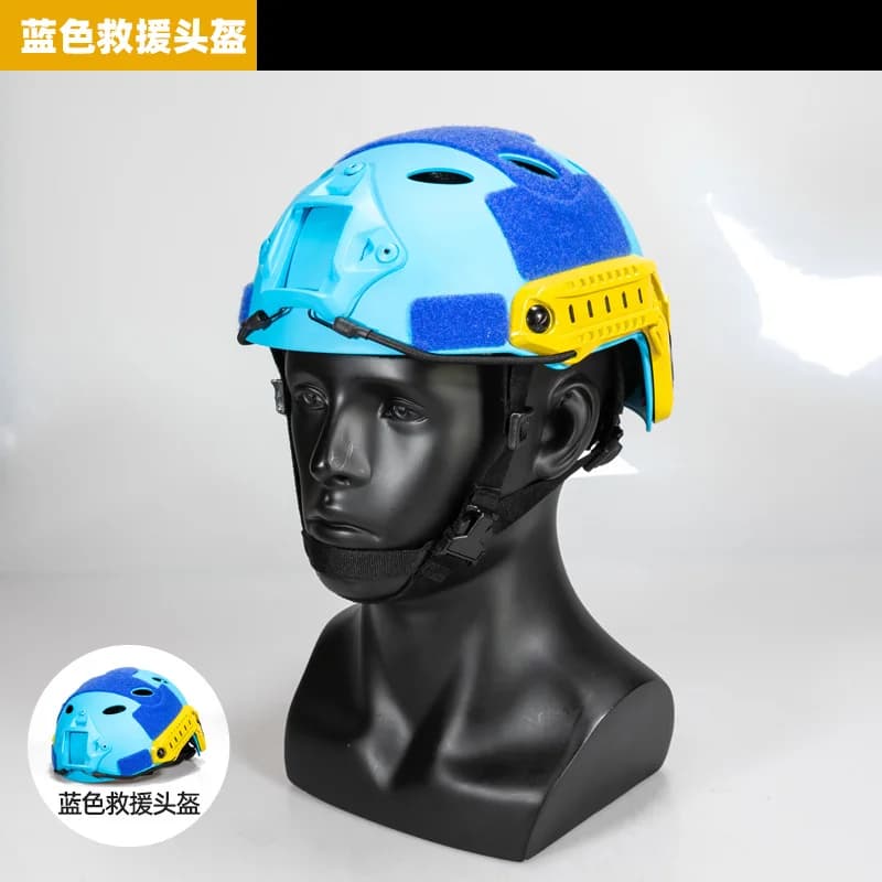 Casque tactique en plastique réglable bleu, recherche de sauvetage, sécurité, couvre-chef tactique r