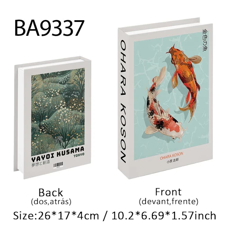 Hokusai Ohara Koson japonais Koi faux livre boîte de rangement livres décoratifs de luxe Vintage Tab