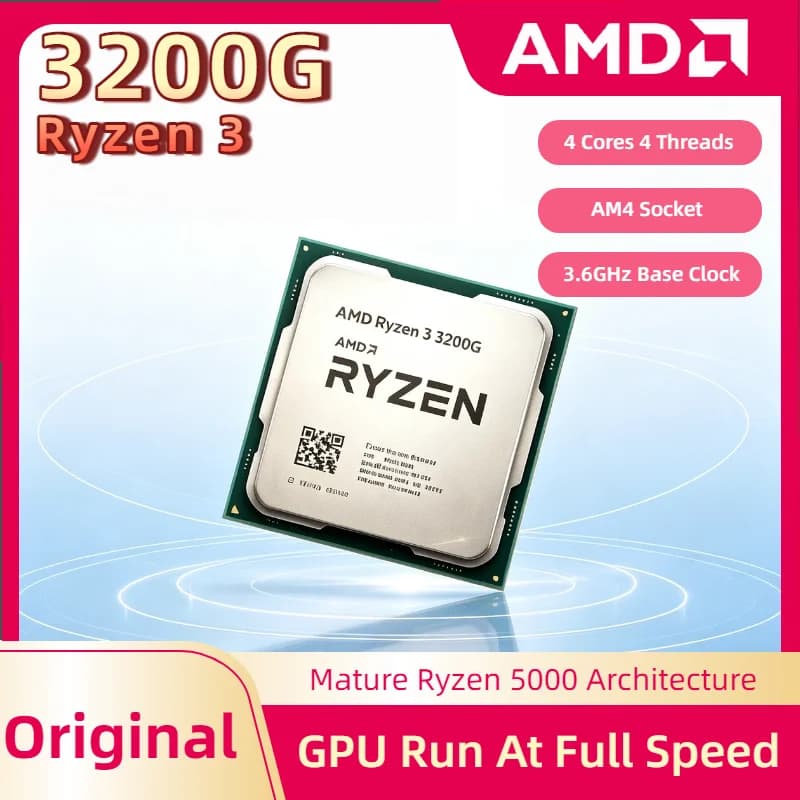 Processeur de bureau AMD Ryzen 3 3200G R3 3200G 3,6 GHz 65 W Quad Core 4 Threads AM4 avec graphismes