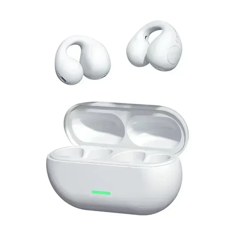 Écouteurs Bluetooth TWS 5.3 sans fil à conduction aérienne, à clip d'oreille, suppression du bruit, 