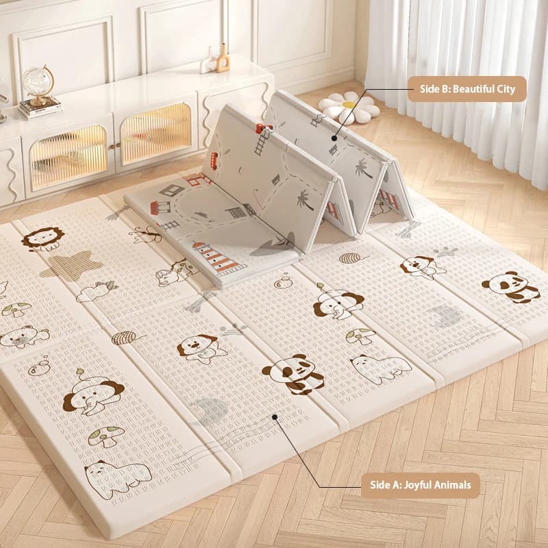Tapis en mousse épais de dessin animé, tapis d'activité éducative pour enfants, pliable, motif Doubl