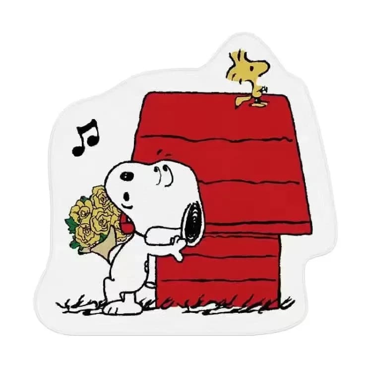 Tapis en forme de maison Snoopy, motif dessin animé mignon, doux, antidérapant, lavable, pour chambr