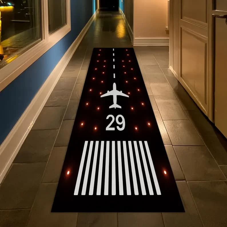 Tapis de piste d'avion pour chambre d'enfants, décor d'aéroport, Base en coton antidérapante, décora