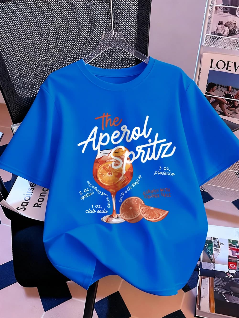 Aperol Spritz citron boisson imprime T-Shirt femmes coton été à manches courtes hauts confortable am