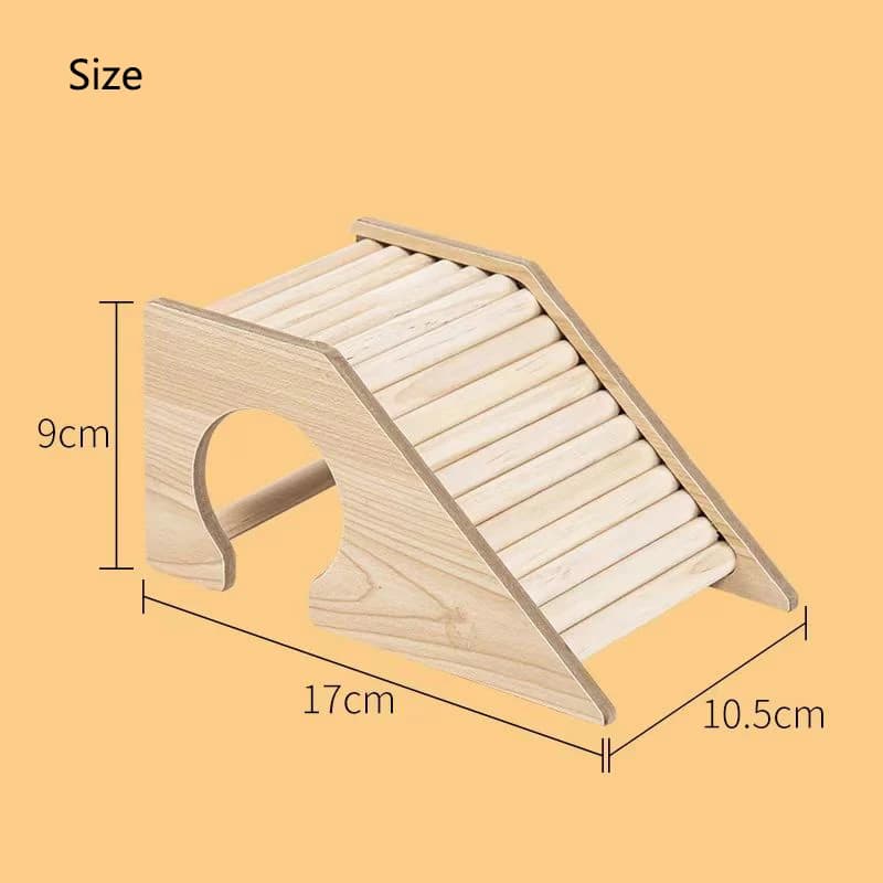 Maison de Hamster en bois lisse avec trou de cachette, petit château pour animaux de compagnie, pont