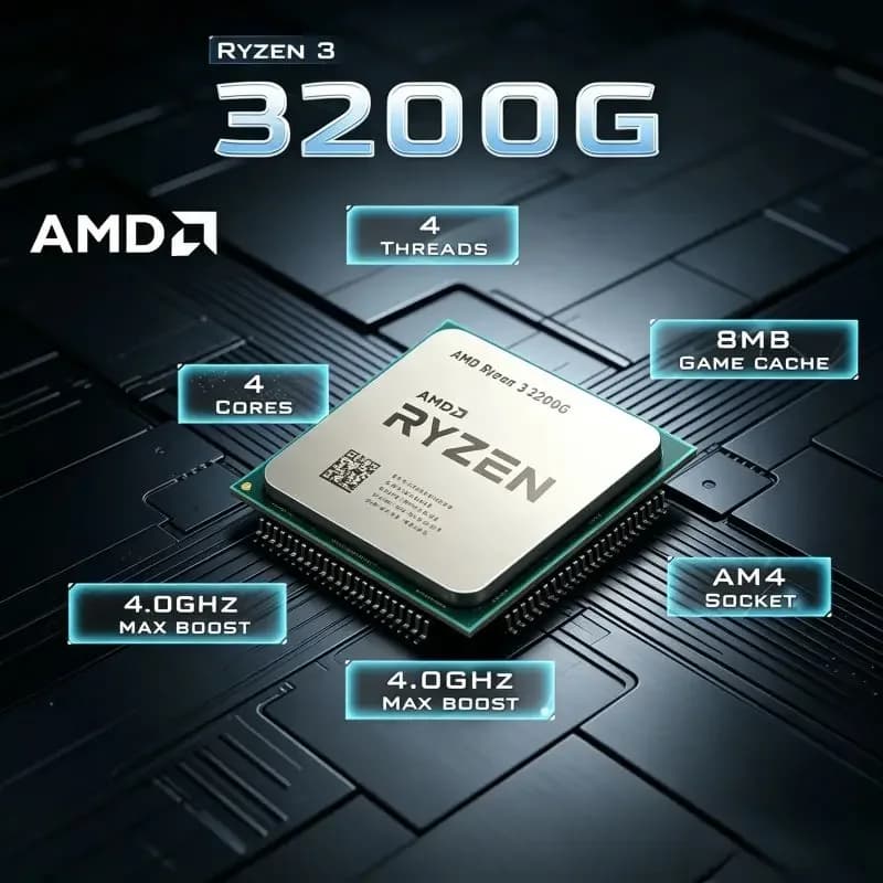 Processeur de jeu pour ordinateur de bureau AMD Ryzen 3 3200G 3,6 GHz Quad-Core 4-Threads 65W AM4 av