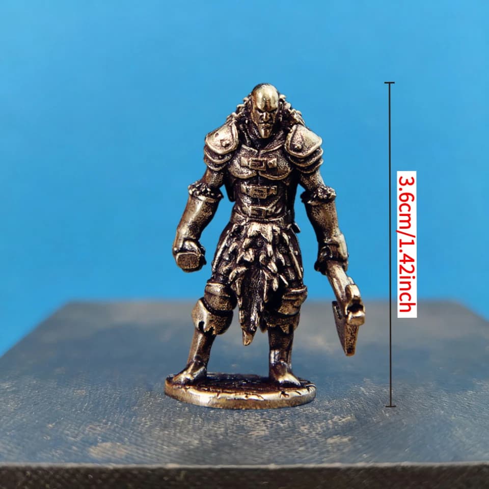 Figurine de mini guerrier en laiton vintage – Modèle artisanal rétro fabriqué à la main, idéal pour 
