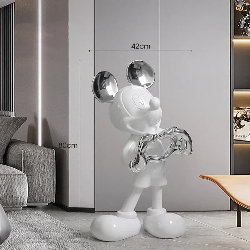 Grand cœur d'amour Mickey Mouse, 80cm, figurine d'action, modèle de statue en résine, décorations po