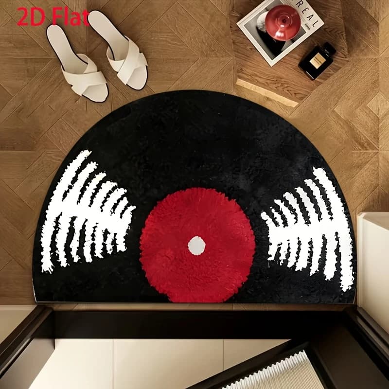 VIKAMA Tapis de porte semi-circulaire vintage en vinyle, tapis d'entrée absorbant antidérapant sur l