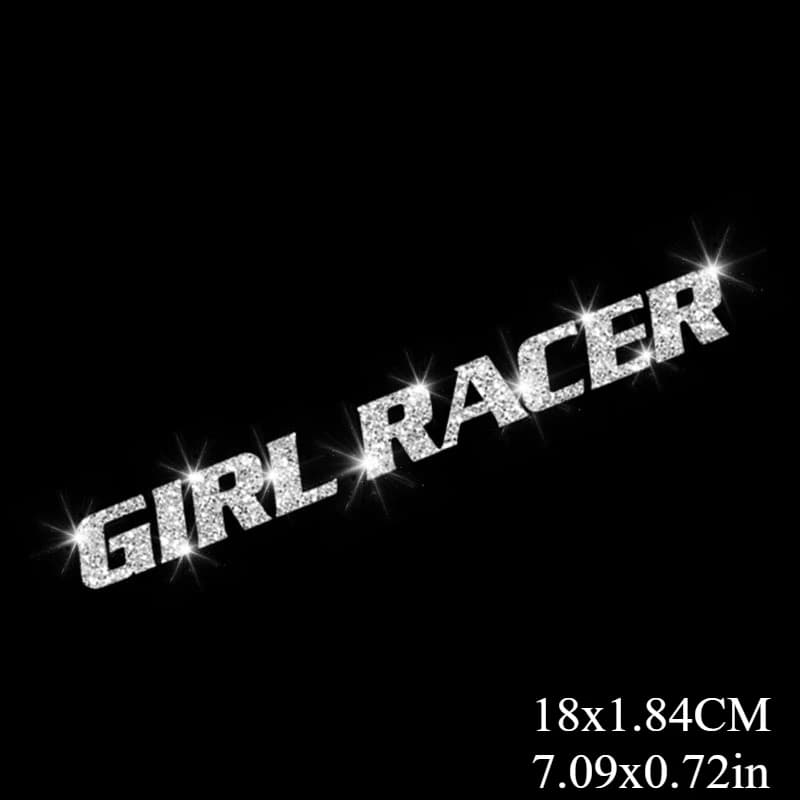Autocollant de moto Imitation diamant paillettes GIRL RACER, 1 pièce, imperméable pour casque, Scoot
