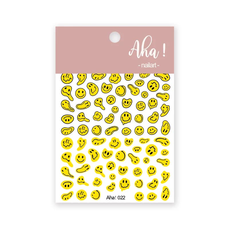Autocollants 3D sourire jaune pour Nail Art, décalcomanies pour ongles, visage souriant, manucure, D