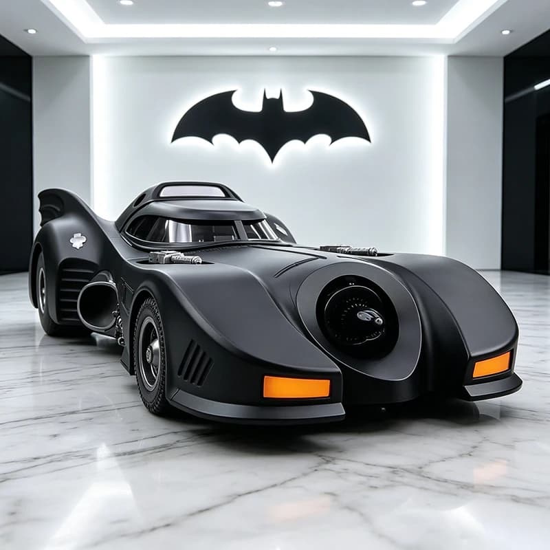 NOUVEAU Modèle de voiture en alliage Batmobile BAT 1989 à l'échelle 1:18 avec son et lumière, roues 