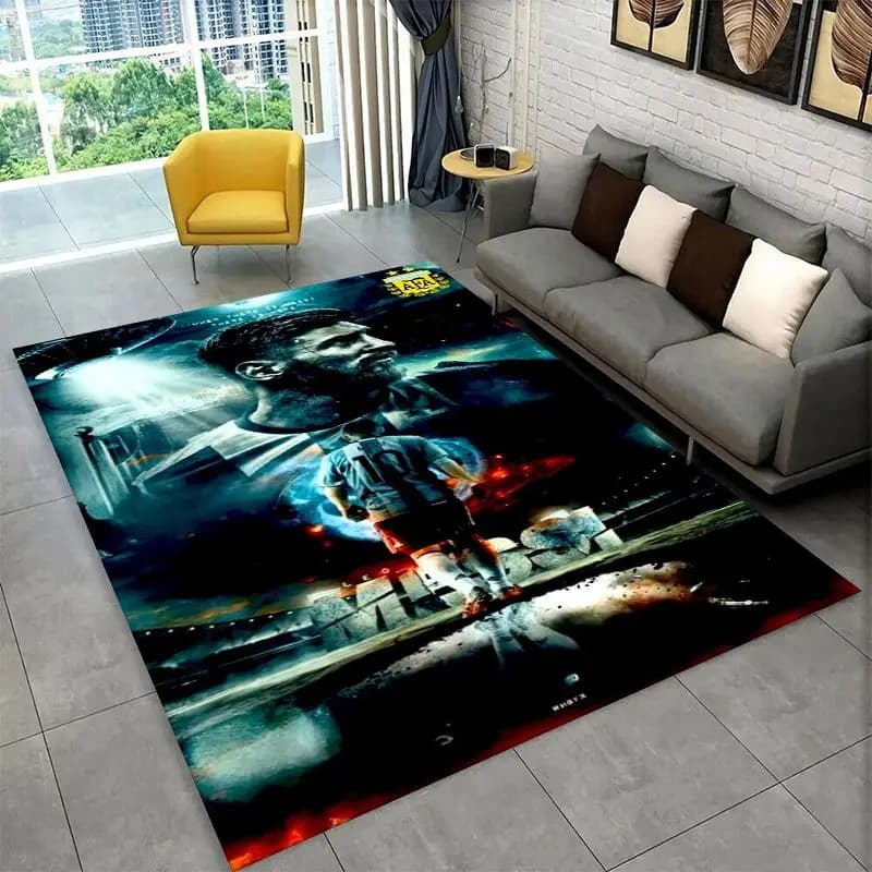 Tapis antidérapant Football Goat M-Messi Sport pour salon, chambre à coucher, salle de jeux, tapis d