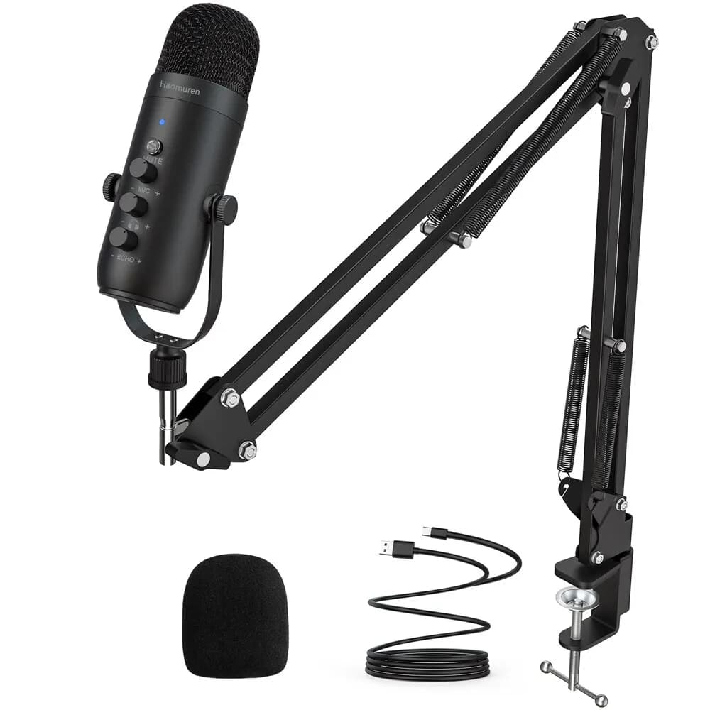 Haomuren-Kit de microphone professionnel à condensateur cardioïde, USB, pour studio, podcast, avec H