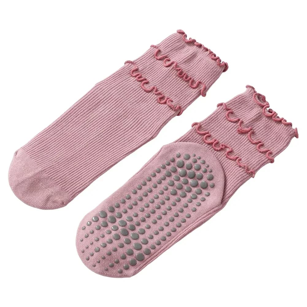Paire de chaussettes de Yoga à bord ébouriffé pour Pilates, chaussettes de sol antidérapantes évacua