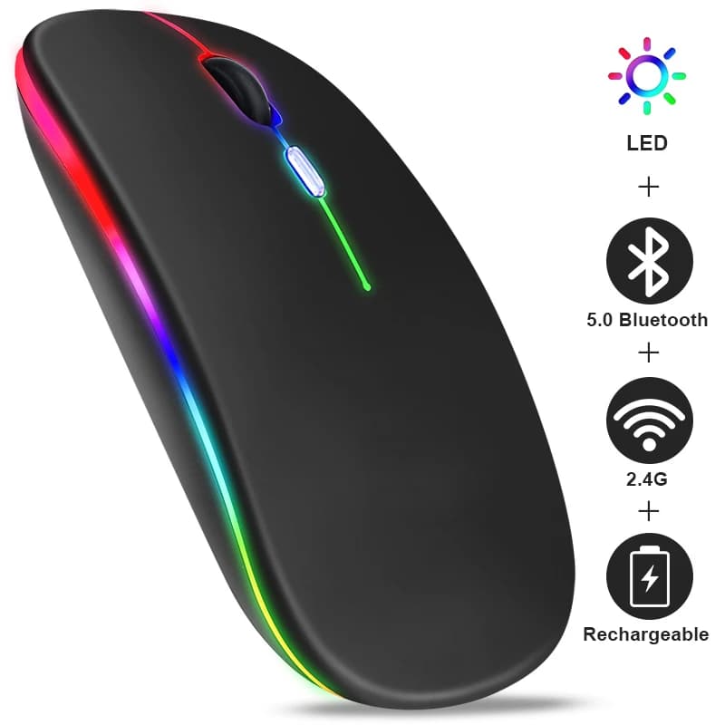 Souris Bluetooth 2.4G souris sans fil souris transparente double Mode 1600 DPI souris silencieuse so