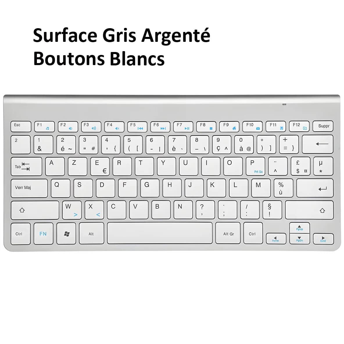 Clavier sans fil ultra fin AZERTY, clavier multimédia français, faible bruit, fonctionne avec des pi