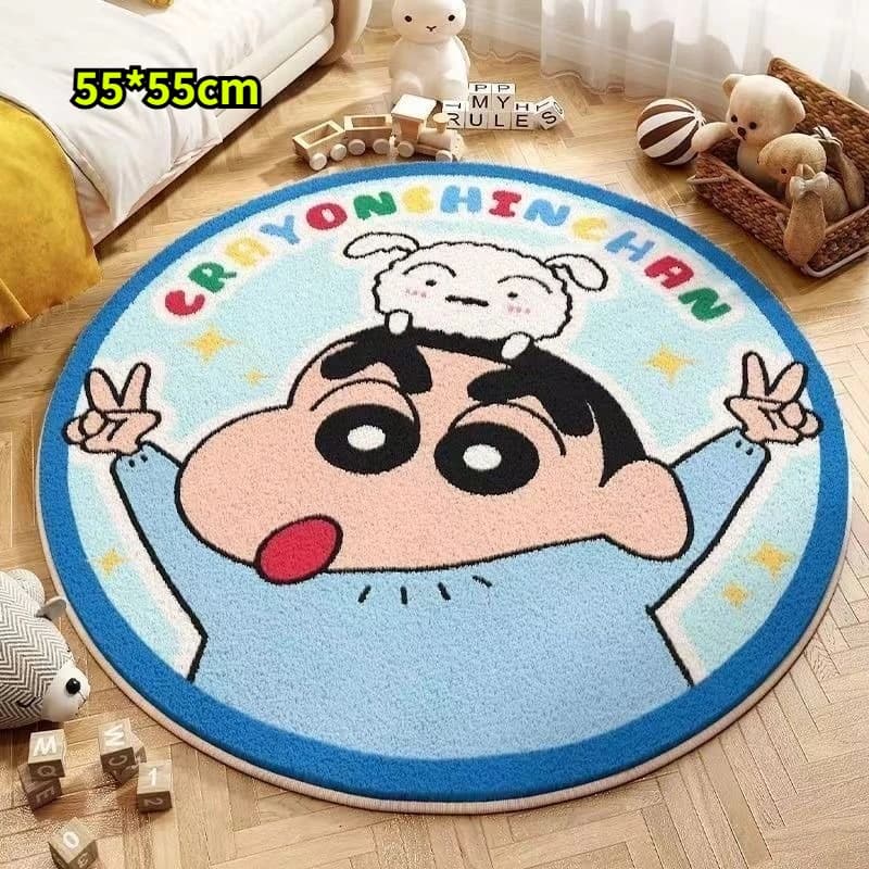 Tapis Crayon Shinchan antidérapant en fausse laine épaisse pour chambre à coucher, tapis de sol pour