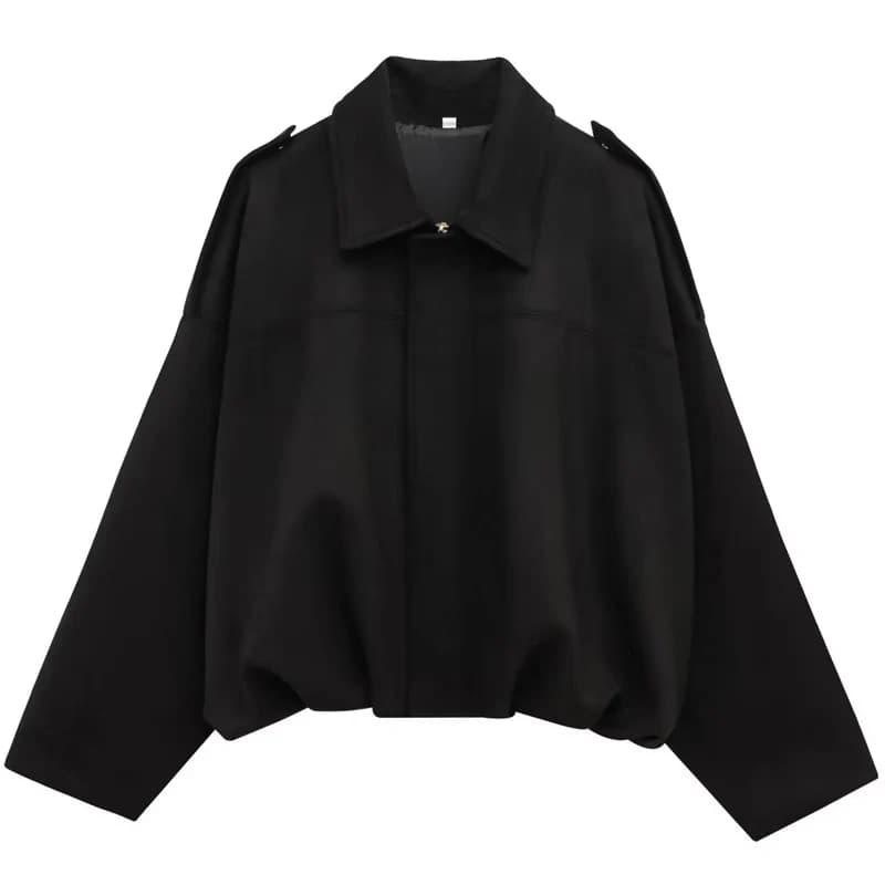 HXAO – veste courte en daim pour femme, blouson bombardier surdimensionné, manches chauve-souris, vê