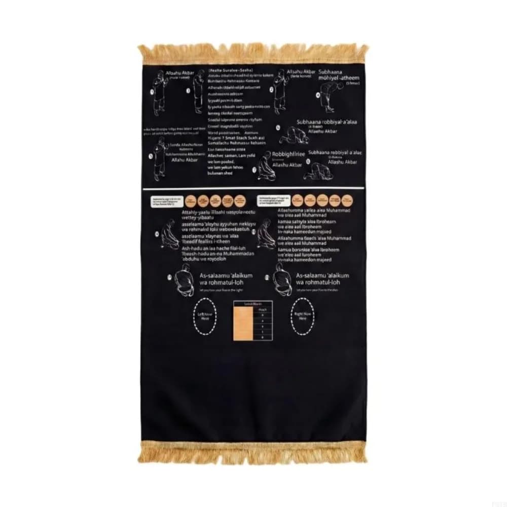 Tapis de prière éducatif pliable avec instructions visuelles antidérapantes, tapis de prière guidé p