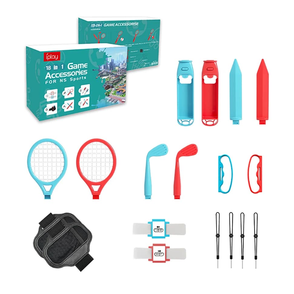Kit d'accessoires 18 en 1 pour jeux de sport Switch, jeu de fête en famille, accessoires de sport, e