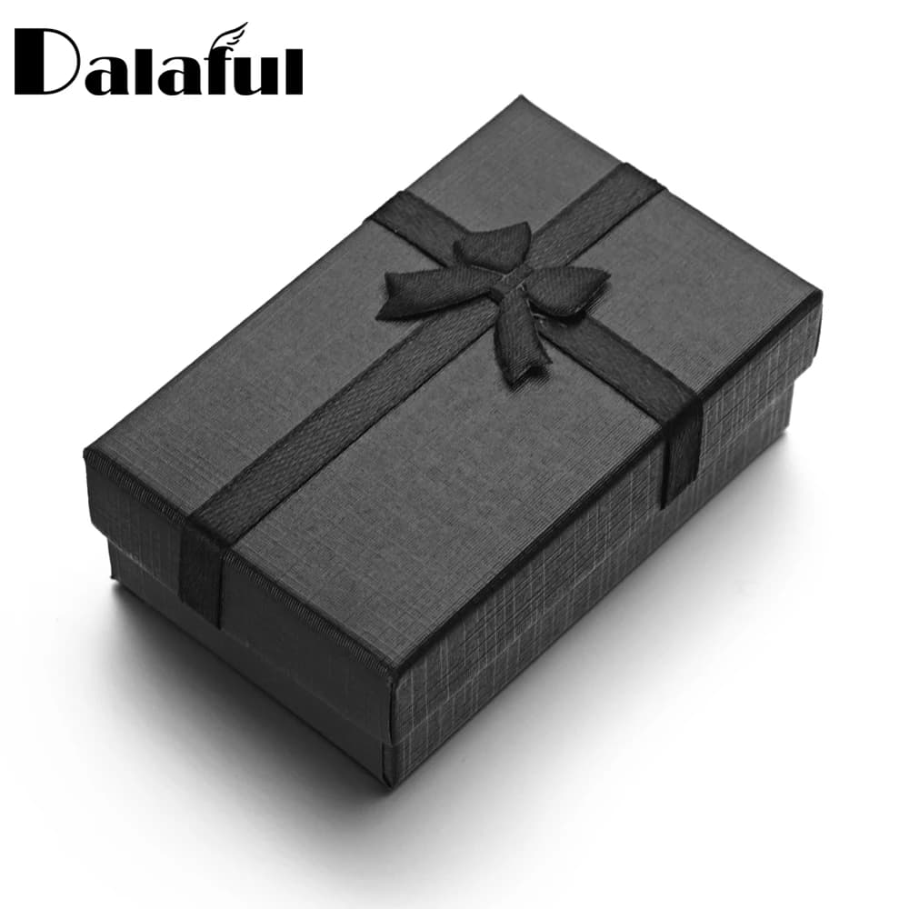 Boîte à cadeaux (sans produit), boîte-cadeau en papier noir pour porte-clés, collier, Bracelet, emba
