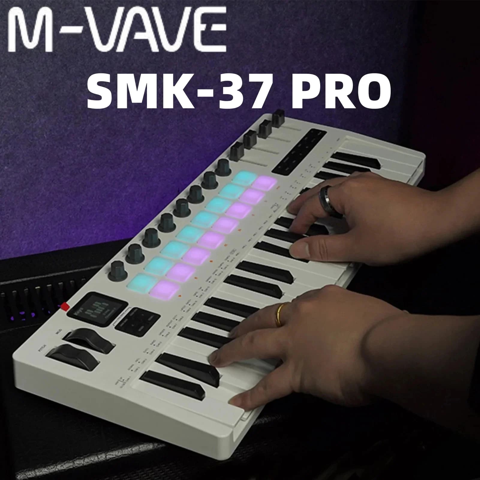Contrôleur MIDI clavier M-VAVE SMK-37 Pro avec synthétiseur intégré | 16 coussinets de batterie rétr