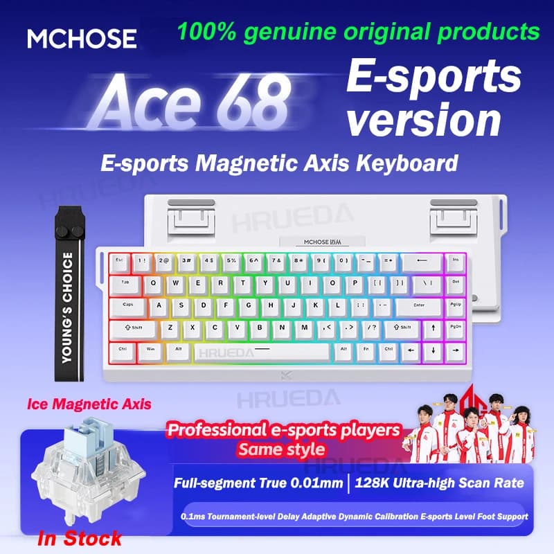 MCHOSE Ace 60 Pro 68 clavier mécanique à axe magnétique Original 0.01ms latence RT 0.01mm 128K clavi